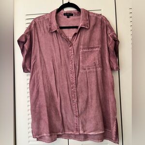 Velvet Heart Blush Pink Short Sleeve Button Down Shirt